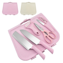 Multifunctional indoor&outdoor NEW camping 8pcs wheat straw starch peeler chef knife Peeler Scissor chopped cutting board set